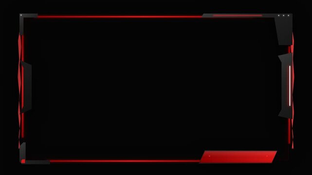 A sleek dark frame with glowing red accents and angular corner elements creates a high-tech visual border perfect for digital interfaces or futuristic design projects requiring bold contrast