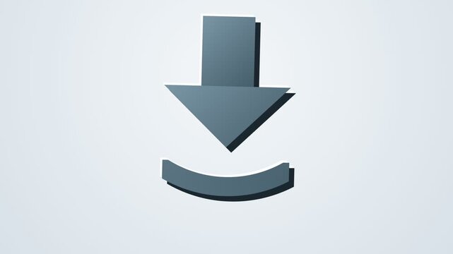 A downward-pointing arrow symbol with a curved base element positioned centrally against a smooth light-toned surface that suggests digital interface functionality without any distracting visual