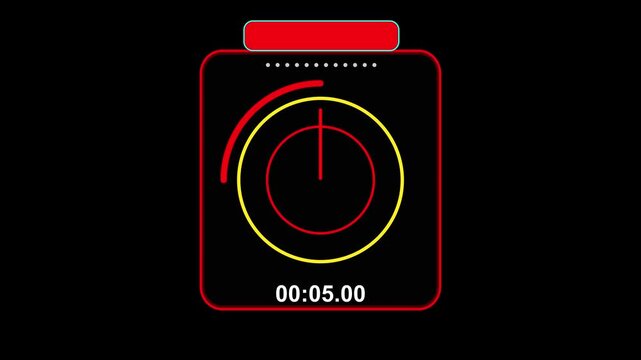 Modern abstract digital interface with a red progress bar filling a circular yellow outline on a dark background representing data processing or a timer countdown