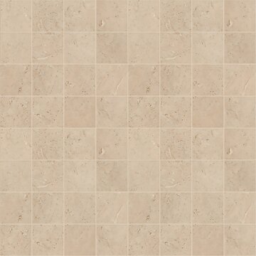 Light beige limestone tiles in a square grid pattern with natural pitted surface textures