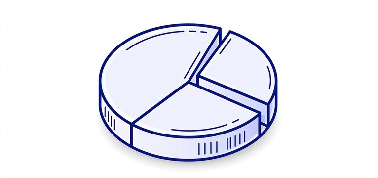 Vector pie chart with three sections, simple design for business presentations and infographics.