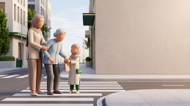 A girl and her mother help a grandmother, Presentation Background