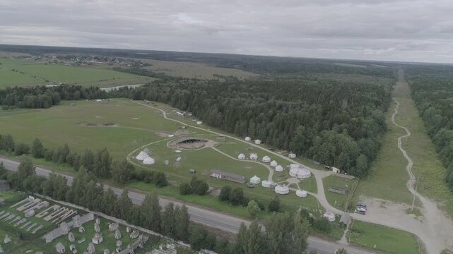 Smooth high orbit of traditional tent settlement, D-Log