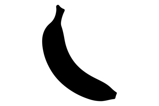 Black silhouette of a banana fruit icon vector isolated on white background