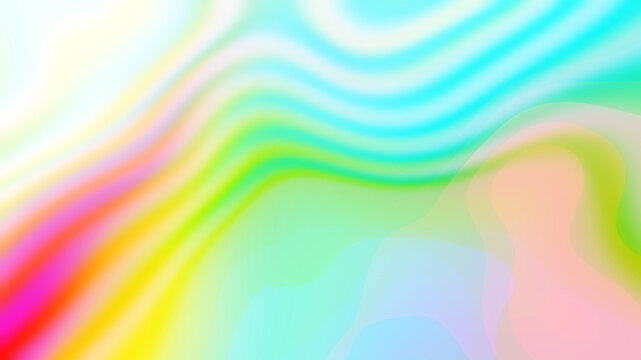 Bright pastel holographic fluid background with soft neon wavy lines cyan yellow pink gradients and organic liquid distortion
