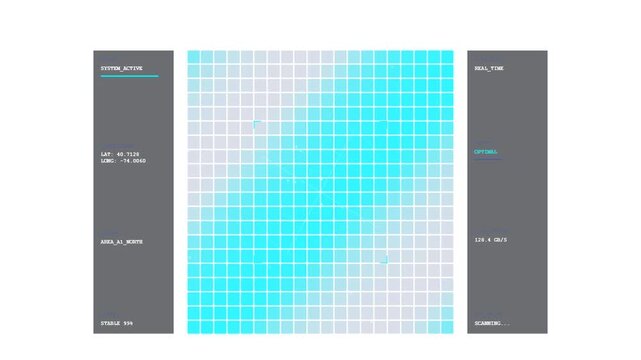 Urban traffic density heatmap animation showing real-time vehicle flow and congestion analysis