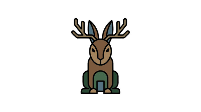 Jackalope flat vector illustration