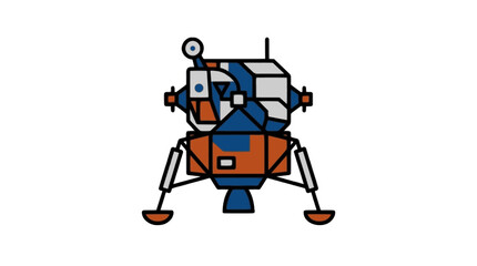 Lunar Lander flat vector illustration, science education icon, research logo design © firehide