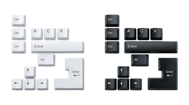 Computer keyboard buttons isolated on transparency.