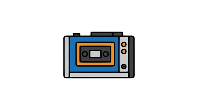Portable cassette walkman illust...