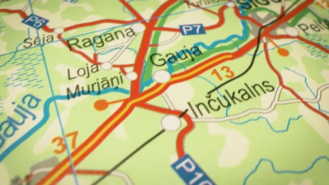 gliding view of road network to sigulda, latvia