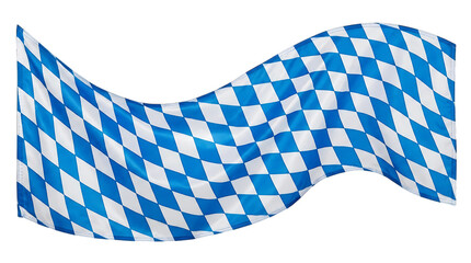 Fototapeta premium Wavy bavarian blue and white diamond flag banner on transparent background