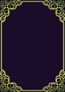 Elegant Gold Filigree Border on Deep Purple Background