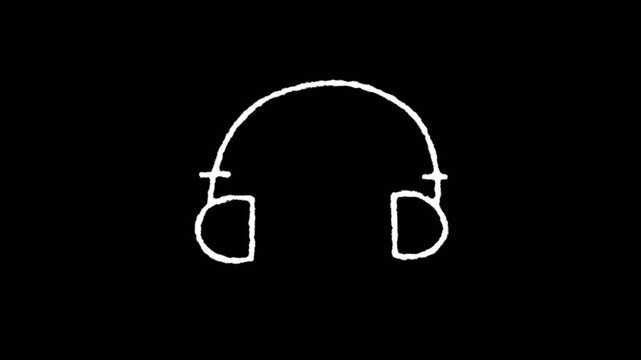 Minimalist Hand Drawn Headphones Animation Loop.