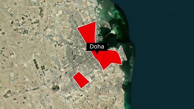 Doha Qatar Map Animation &ndash; City Location Highlight Geographic Visualization