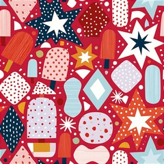 Obraz premium Colorful Abstract Shapes Seamless Pattern