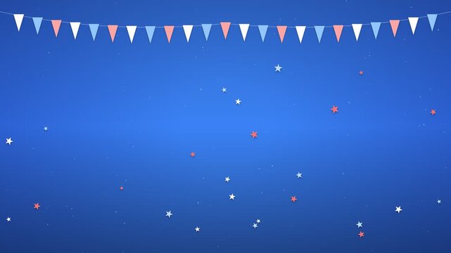 Bunting flags and stars on a blue background