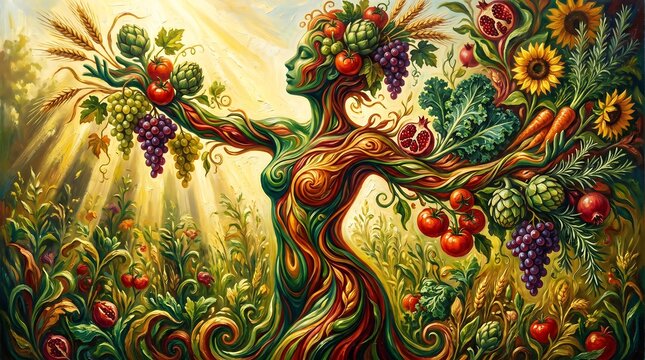 Vibrant Mother Nature Goddess of Abundance and Harvest