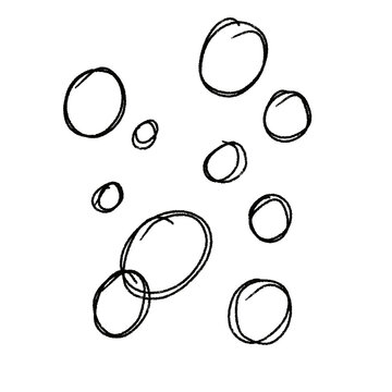 Simple black outline sketch of floating circular bubbles. Minimalist hand-drawn design.