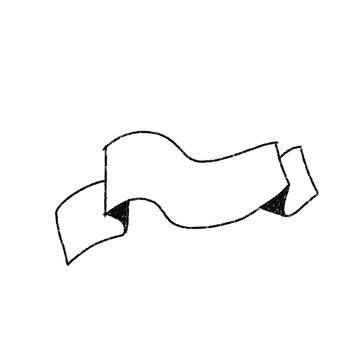 Simple black-and-white line drawing of flowing ribbon banner.