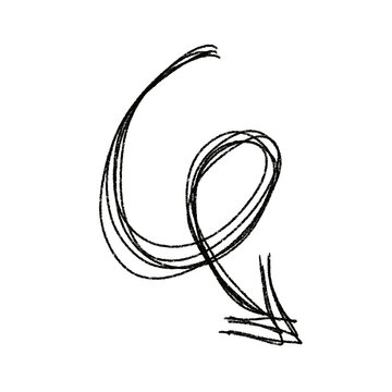 Hand-drawn arrow with bold black ink strokes on white background.