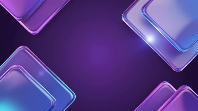 Premium 3D Glass Tiles Floating in Purple Space for Futuristic Tech Corporate Branding
