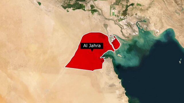 Al Jahra Kuwait Map Animation &ndash; City Location Highlight Geographic Visualization