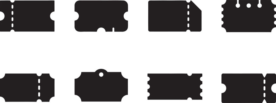 Blank ticket silhouettes and product tag templates