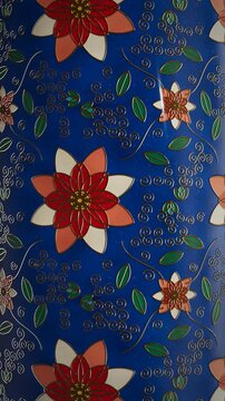 Decorative blue surface with floral pattern
