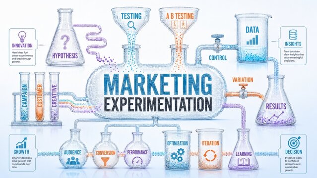 Marketing Experimentation with A/B Testing, Data Analytics and Growth Optimization Concept