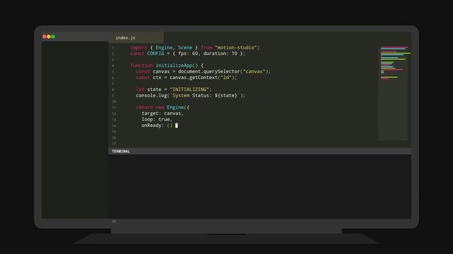 Software Developer Writing JavaScript Code in Modern IDE Editor