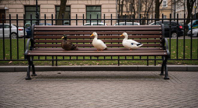 two white doves resting on wooden park bench 