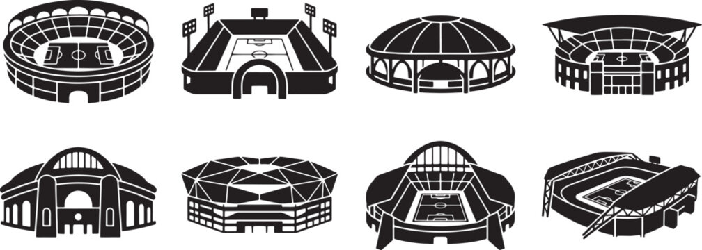 Grand sports stadiums and football arena architectural icons