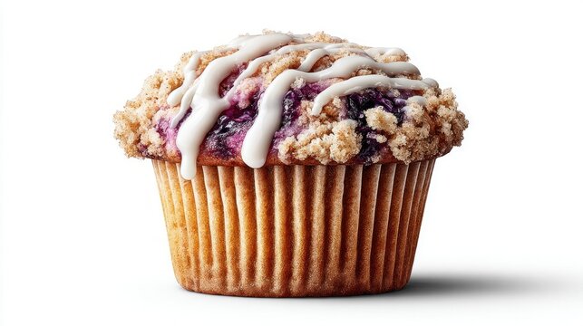 Fresh baked blueberry muffin close up delicious dessert