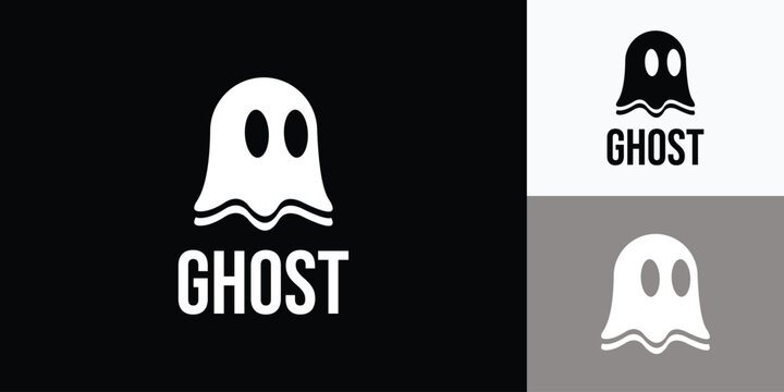 Cartoon of Cute Little Ghost Horror Creepy Flying Looking Like People Logo Design