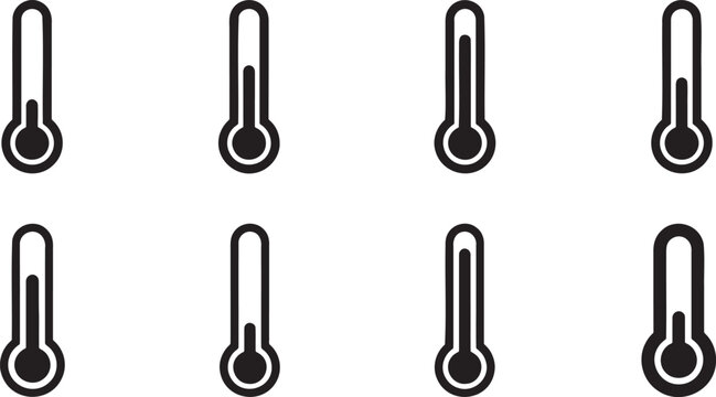 Medical thermometers temperature indicators weather measurement icons