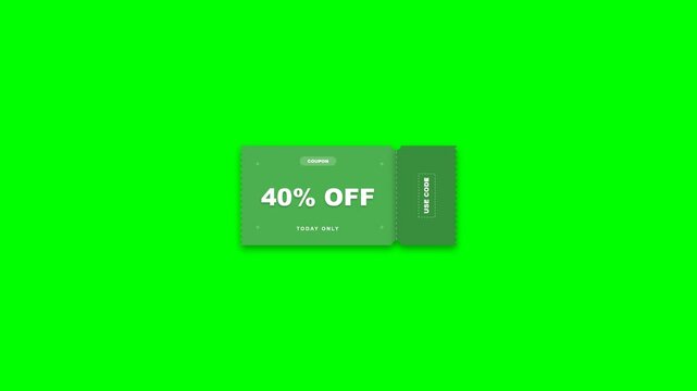 40 percent off coupon banner on green screen bg