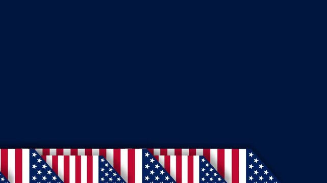 Patriotic US Air Force Birthday Background with Folded American Flags on Dark Blue.