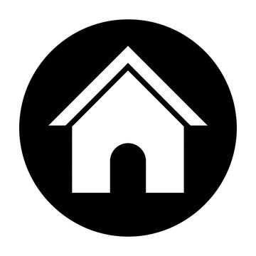 Simple house icon in black circle symbol