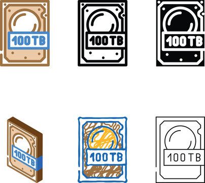 100 terabyte hard drive modern future technology color icon vector. 100 terabyte hard drive future technology sign. isolated symbol illustration