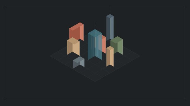 Isometric 3d bar chart animation with minimalist corporate design graph