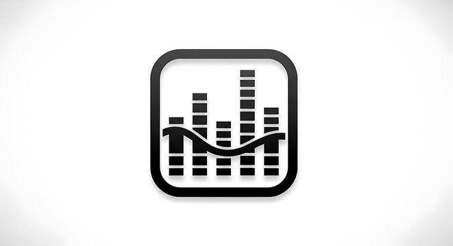 Audio equalizer bars and wave icon on white background