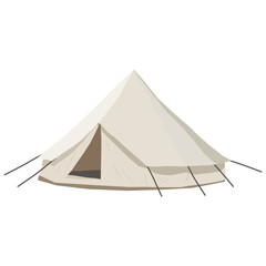 Vector illustration of a modern bell tent or glamping tent with ropes isolated on white © JENES