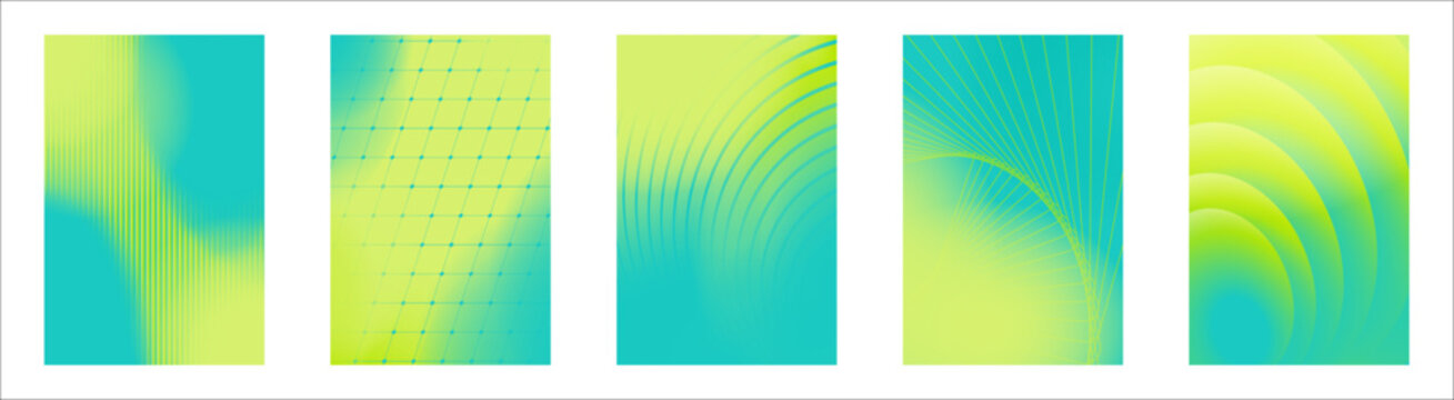 Vibrant abstract vector backgrounds with turquoise, lime and yellow gradients, flowing lines and geometric waves. Ideal for websites, banners, branding and social media.