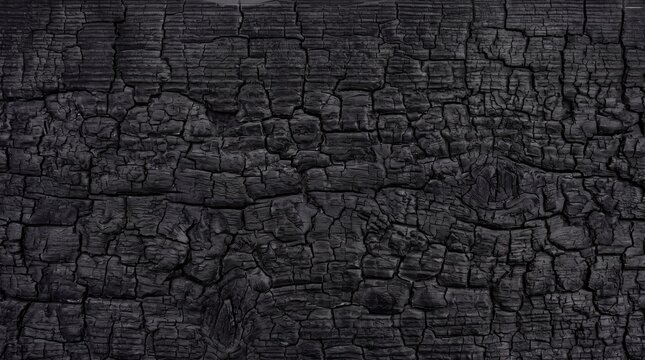 Charred Burnt Wood Surface Texture Background