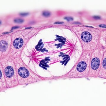 Whitefish Blastula Mitosis Anaphase Stage Light Micrograph Highlighting Genetic Replication Process