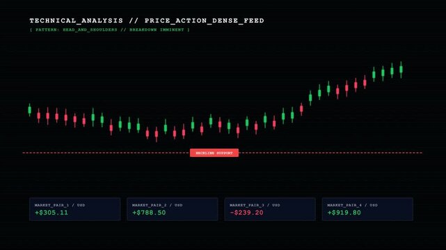 Stock Market Candlestick Chart Trading Analysis Motion Graphic Animation Loop