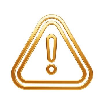 Golden warning triangle with a thick double border and an exclamation mark isolated on a black background, for safety hazard signage
