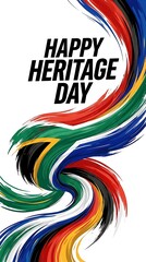 Fototapeta premium Happy heritage day south africa flag brush stroke design isolated on white background