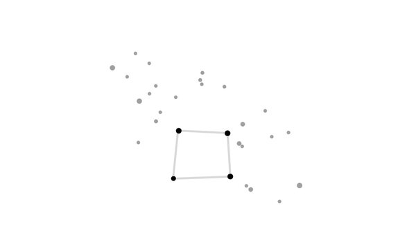 Illustration of the Great Square of Pegasus (monochrome stars only, no connecting lines, quadrilateral included)